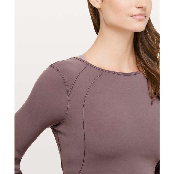 Lululemon All Yours Long Sleeve Bodycon Dress Purple Peekaboo Back Size 4 - Picture 11 of 13